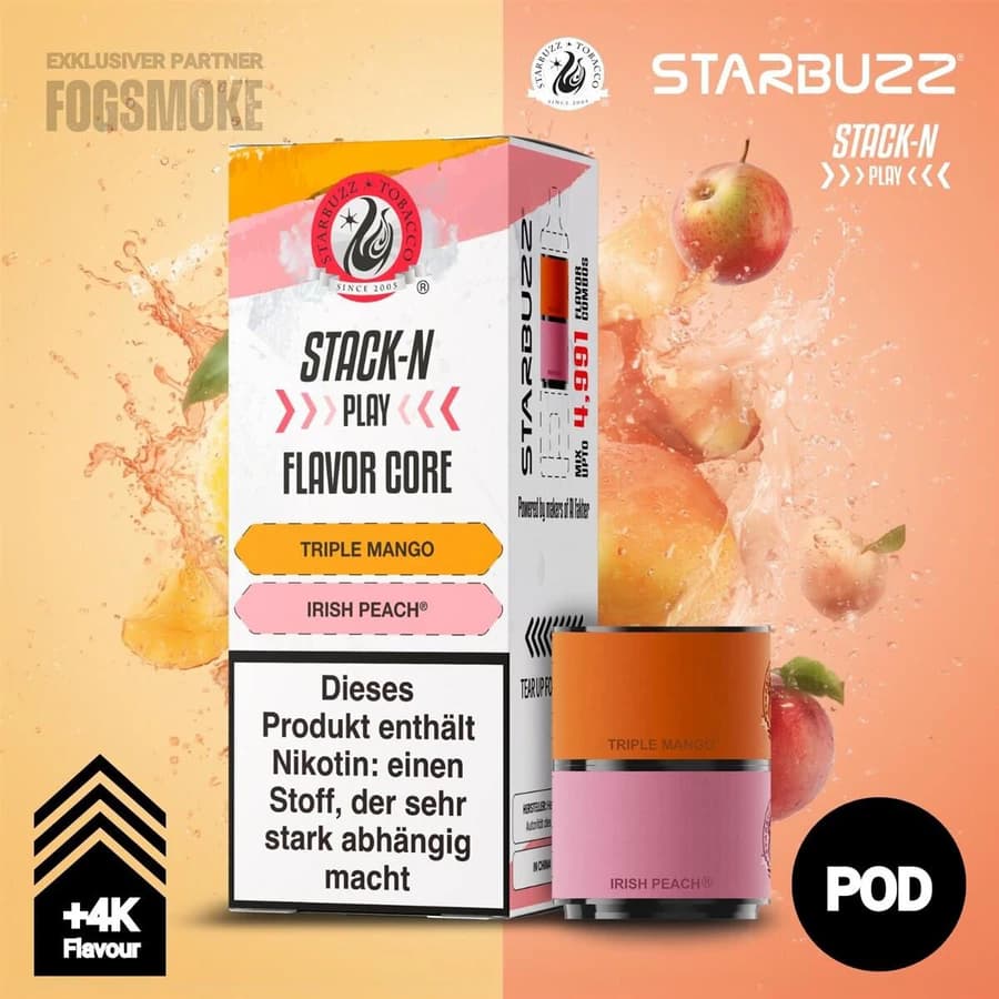 Starbuzz Stack-N Play Pods Triple Mango + Irish Peach