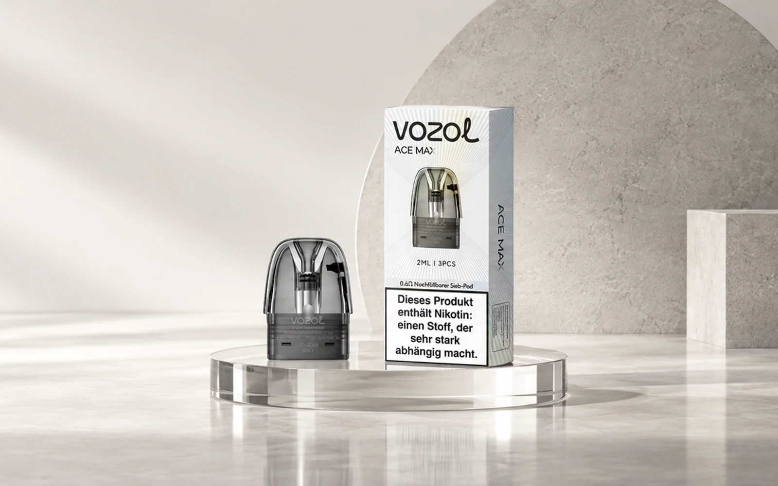 Vozol Ace Max Refillable Pod in einer abgestimmten Produktwelt